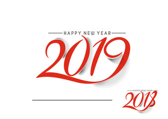Happy New Year 2019 Text Design  Patter, Vector illustration.