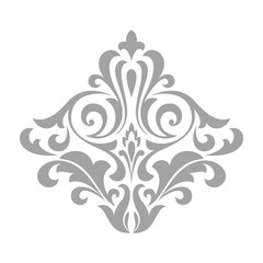 Damask graphic ornament. Floral design element. Grey vector pattern