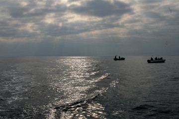 fishing boat at sunset