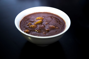 Red bean soup with stick rice gnocchi