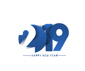 Happy New Year 2019 Text Design  Patter, Vector illustration.