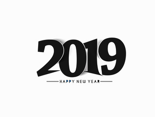Happy New Year 2019 Text Design  Patter, Vector illustration.