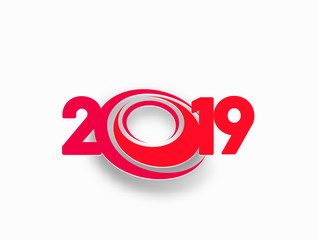 Happy New Year 2019 Text Design  Patter, Vector illustration.