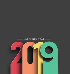 Happy New Year 2019 Text Design  Patter, Vector illustration.