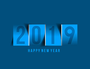 Happy New Year 2019 Text Design  Patter, Vector illustration.