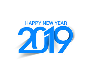 Happy New Year 2019 Text Design  Patter, Vector illustration.