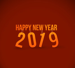 Happy New Year 2019 Text Design  Patter, Vector illustration.