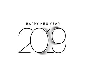 Happy New Year 2019 Text Design  Patter, Vector illustration.