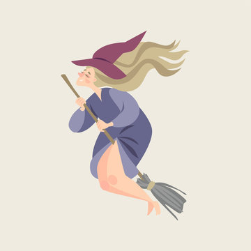 Fairy tale character. Young witch in cartoon style