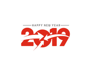 Obraz premium Happy New Year 2019 Text Design Patter, Vector illustration.