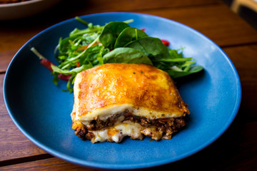 Meat Lasagna with fresh salad