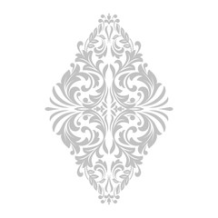 Damask graphic ornament. Floral design element. Grey vector pattern