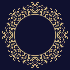 Decorative frame Elegant vector element for design in Eastern style, place for text. Floral golden border. Lace illustration for invitations and greeting cards.