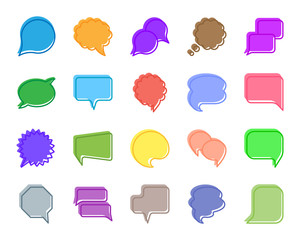 Speech Bubble color silhouette icons vector set