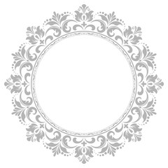 Decorative frame Elegant vector element for design in Eastern style, place for text. Floral grey border. Lace illustration for invitations and greeting cards