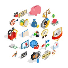 Bank icons set. Isometric set of 25 bank vector icons for web isolated on white background