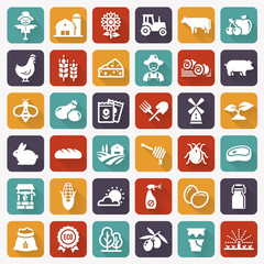 Farming and agriculture vector flat icons.