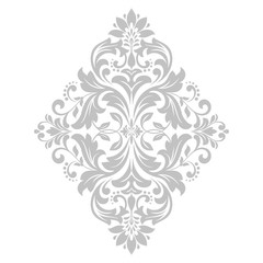 Damask graphic ornament. Floral design element. Grey vector pattern
