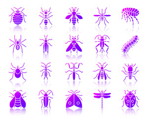 Fototapeta na wymiar Danger Insect simple gradient icons vector set