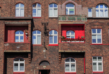 Facade fragment in tenement in Historic Mining District of Nikiszowiec in Katowice in Polish Silesia.  © stepmar