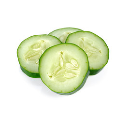 Fresh japanese cucumber sliced isolated on white