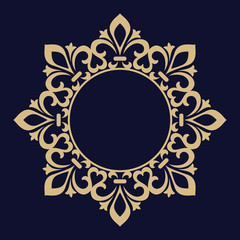 Decorative frame Elegant vector element for design in Eastern style, place for text. Floral golden border. Lace illustration for invitations and greeting cards.