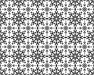 Abstract geometric pattern with lines, snowflakes. A seamless vector background. White and black texture. Graphic modern pattern