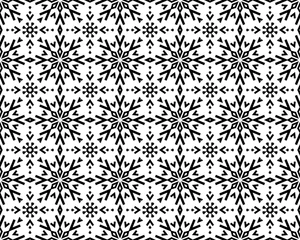 Fotobehang Abstract geometric pattern with lines, snowflakes. A seamless vector background. White and black texture. Graphic modern pattern © ELENA