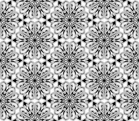 Abstract geometric pattern with lines, snowflakes. A seamless vector background. White and black texture. Graphic modern pattern