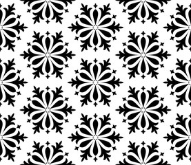 Abstract geometric pattern with lines, snowflakes. A seamless vector background. White and black texture. Graphic modern pattern