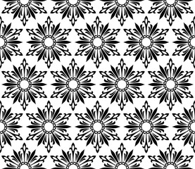 Abstract geometric pattern with lines, snowflakes. A seamless vector background. White and black texture. Graphic modern pattern