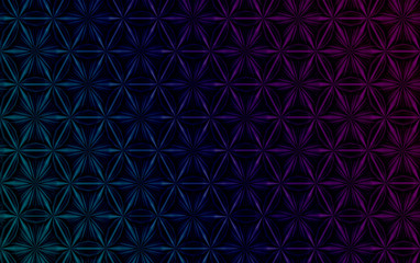 Fototapeta premium Bright color texture of three-dimensional complex dissected convex elements based on hexagonal grid. 3d illustration