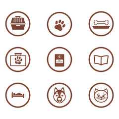 Set pet icons collection isolated white background.