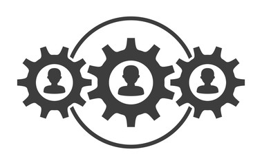 Teamwork concept with people icons in gear mechanism