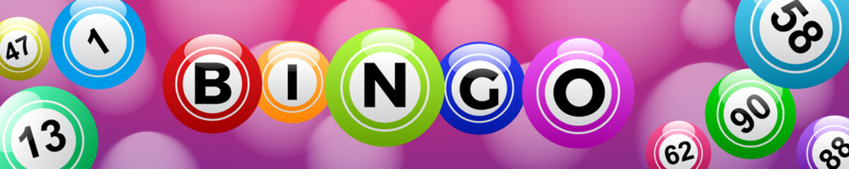 Bingo lottery, header background vector design, lucky balls and numbers of lotto - obrazy, fototapety, plakaty