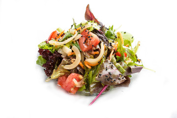 Salad with squid, tomato and carrots with oyster sauce. Asian Lunch