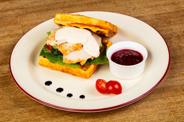 Waffer with chicken