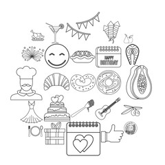 Delight icons set. Outline set of 25 delight vector icons for web isolated on white background