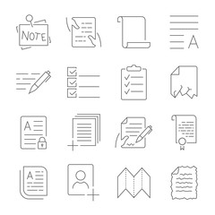 Simple Set of Document Flow Management Vector Line Icons. Contains such Icons as Crumpled Spoiled document, Scroll, Accept, Decline Document and more. Editable Stroke