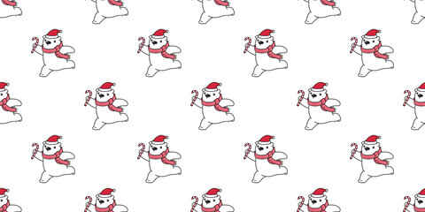 Bear seamless pattern vector Polar Bear Christmas Xmas Santa Claus cartoon scarf isolated tile background repeat wallpaper white
