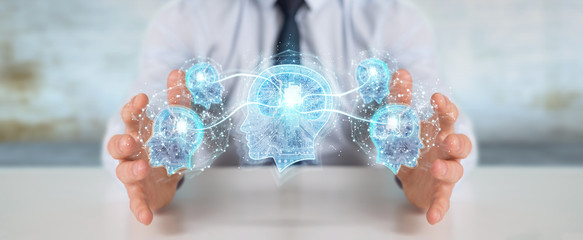 Businessman creating artificial intelligence 3D rendering