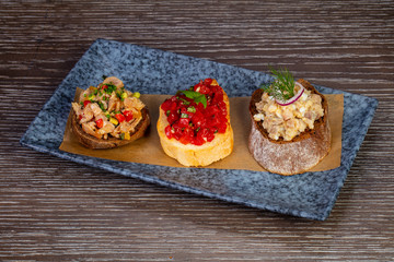 Delicious assorted bruschette