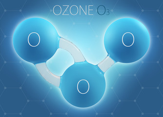O3 ozone 3d molecule isolated on abstract background