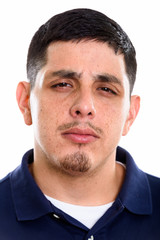 Fototapeta premium Face of young Hispanic man looking mad
