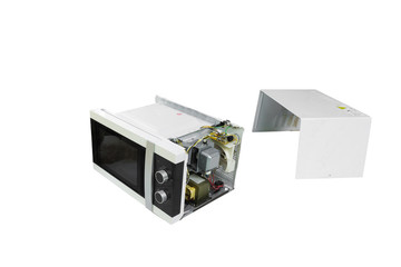 Isolated Broken microwave oven