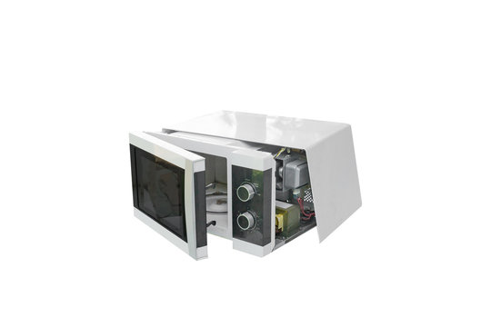 Isolated Broken Microwave Oven