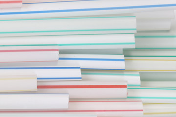Closeup on colorful plasticc straws