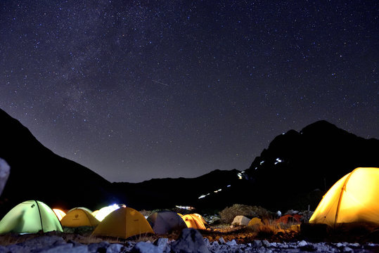 Starry Sky in Mt. Tsurugidake's camp site, Toyama, Japan Alps
