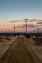 A pathway in rural California at sunset