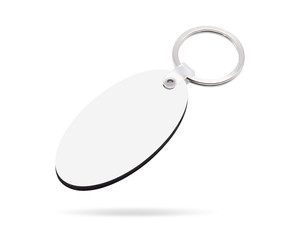Blank key ring isolated on white background. Key chain for your design. Clipping paths object. ( Oval shape )